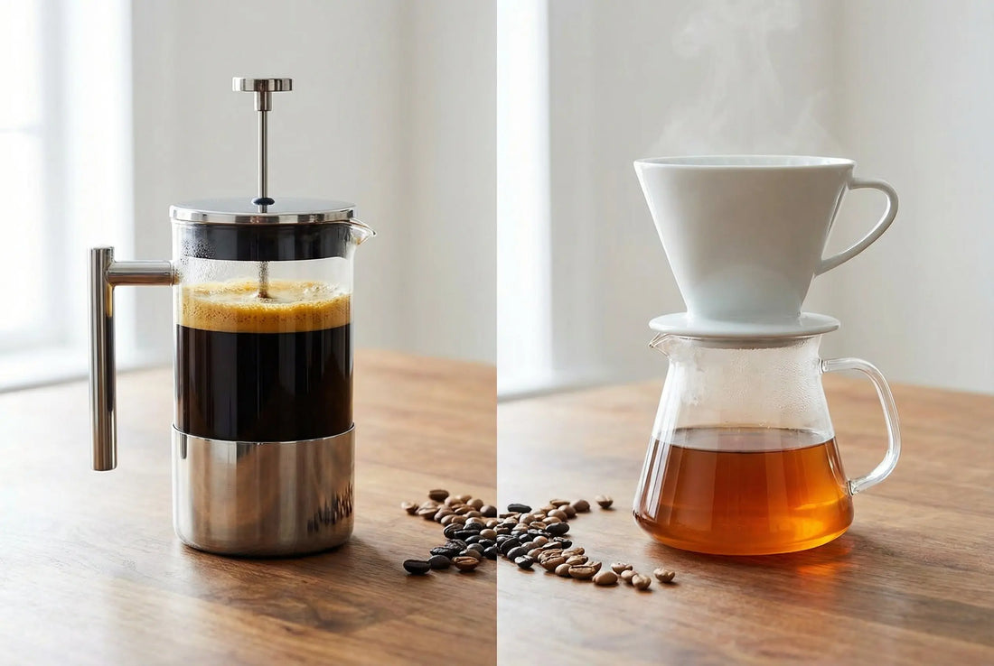 Pour over coffee vs French press side by side comparison