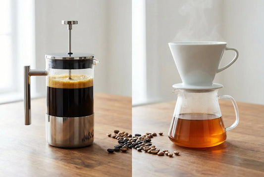 Pour over coffee vs French press side by side comparison