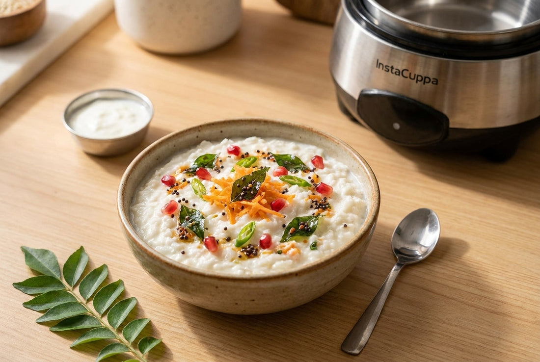 Dahi chawal (curd rice) in a bowl with the InstaCuppa Automatic Curd Maker