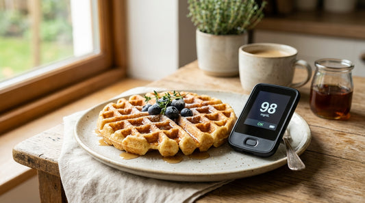 Millet waffle with blood sugar monitor