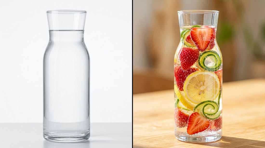 Bland water vs vibrant fruit infused water comparison