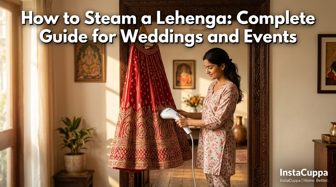 How to Steam a Lehenga: Complete Guide for Weddings and Events - InstaCuppa garment steamer guide