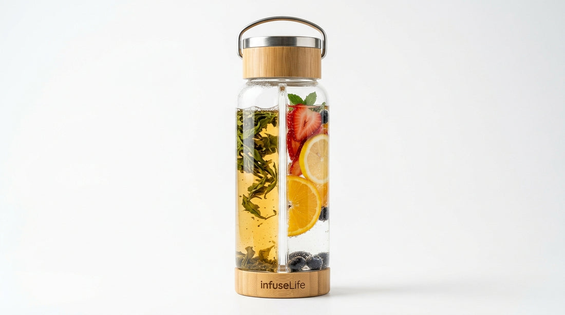 Glass Bottle with Infuser: Brew Tea and Infuse Fruit in One Bottle