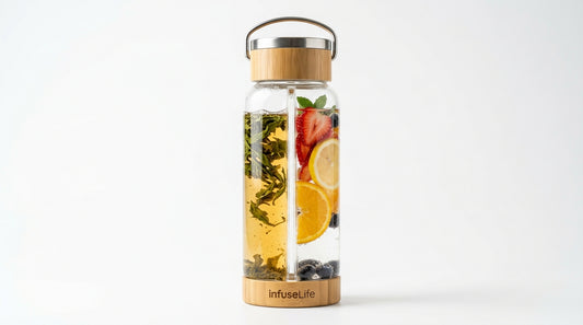Glass Bottle with Infuser: Brew Tea and Infuse Fruit in One Bottle