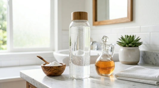 Clean sparkling infuser bottle with baking soda and vinegar