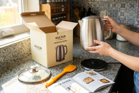 Multicook kettle unboxing with accessories - first time use guide