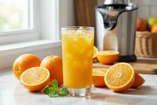 Fresh squeezed orange juice recipe at home with electric juicer