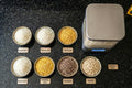 Seven different grains tested in a rice dispenser