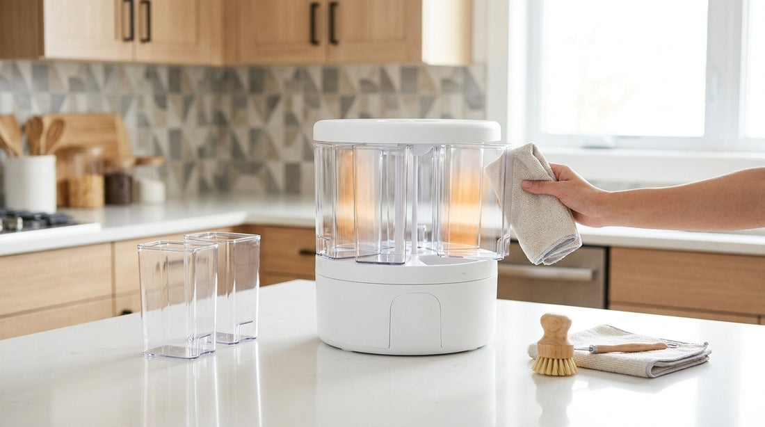 How to clean a rotating grain dispenser step by step