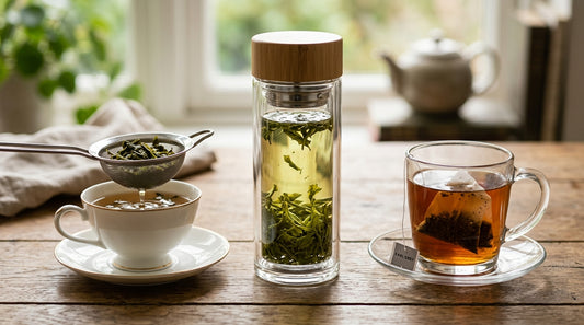 Tea strainer vs tea infuser bottle vs tea bags comparison