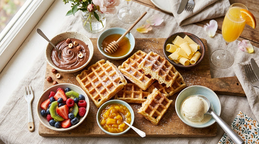 Waffle toppings in bowls