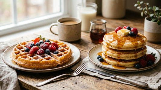 Waffle and pancake side by side comparison
