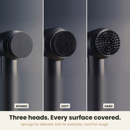 InstaCuppa Electric Cleaning Brush - the three heads, sponge for delicate, soft for everyday, hard for tough stains
