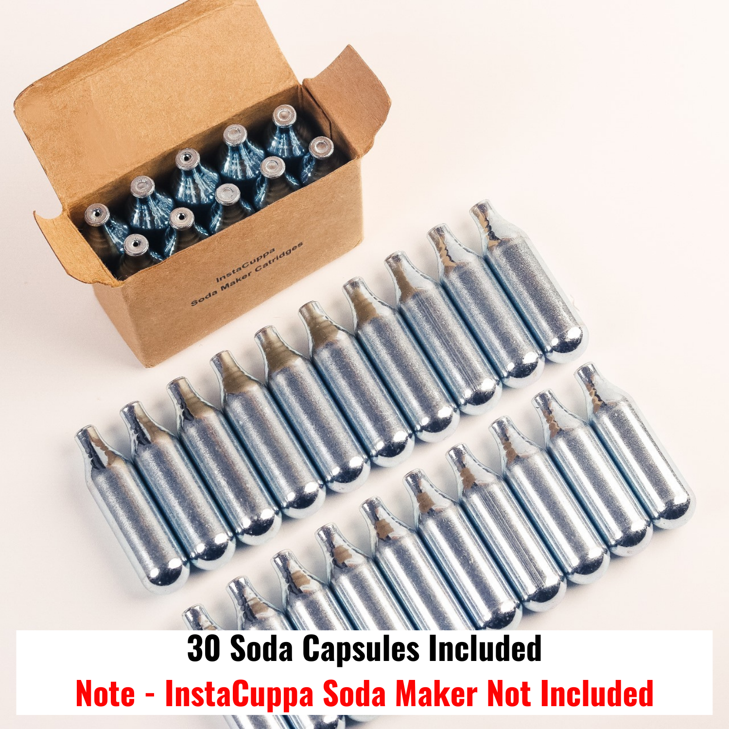 Instacuppa Soda Capsules - Pack of 30, Compatible Only with InstaCuppa Portable Soda Maker Bottle, Carbonates Beverages in 30 Seconds