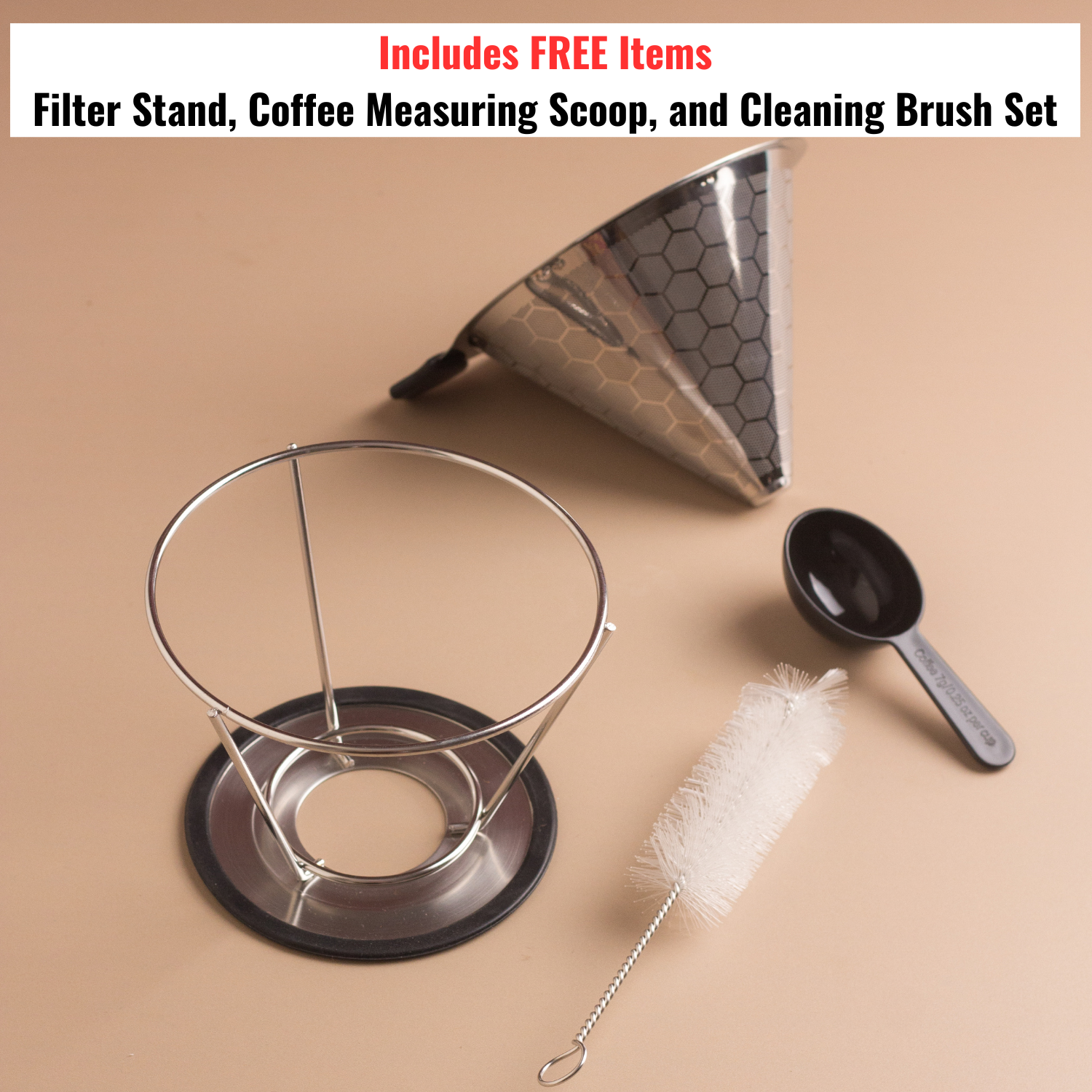 InstaCuppa Pour Over Coffee Dripper, Stainless Steel Coffee Filter Removable Dripper with Stand, Reusable Cone Dripper, 100% Paperless & Eco-Friendly, Works with Carafe