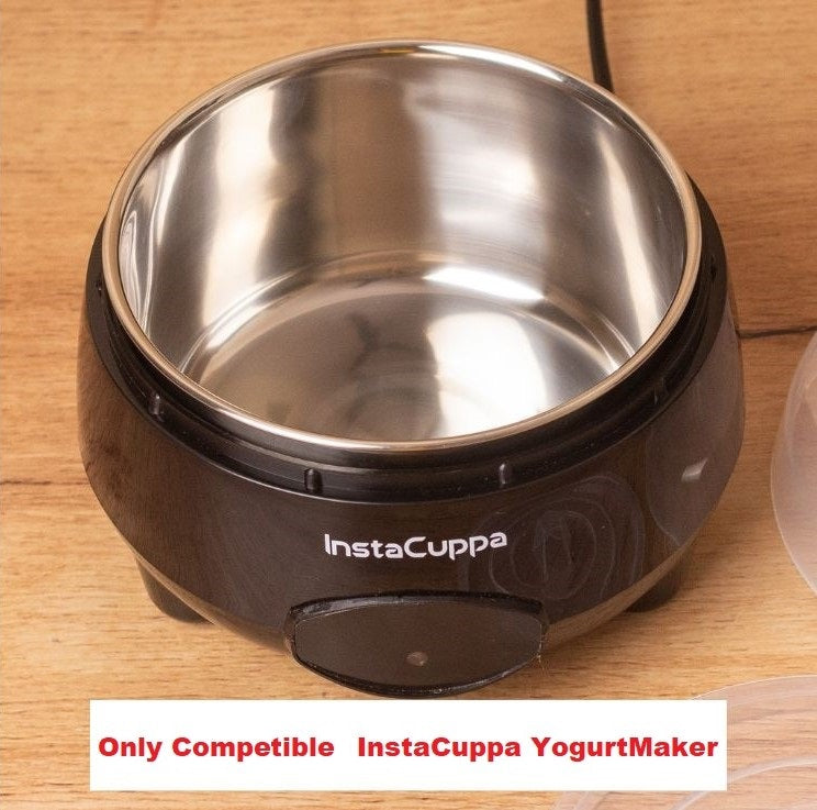 InstaCuppa Yogurt Maker Spare Stainless Steel Bowl with Lid , 1 Liter - ( Only The 1000 ML Steel Bowl and Lid )