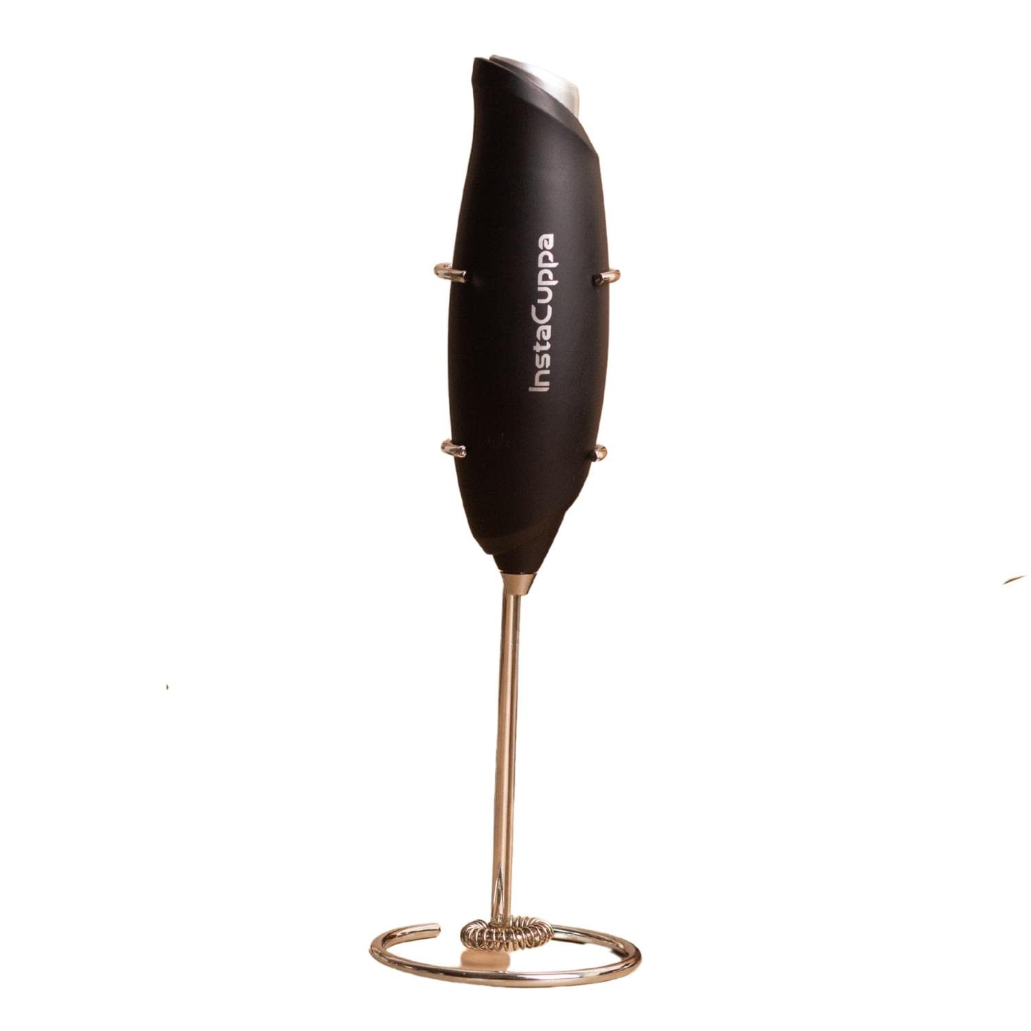 InstaCuppa Milk Frother for Coffee - Handheld Battery Operated Electric Milk and Coffee Frother, Portable Foam Maker with Stainless Steel Stand