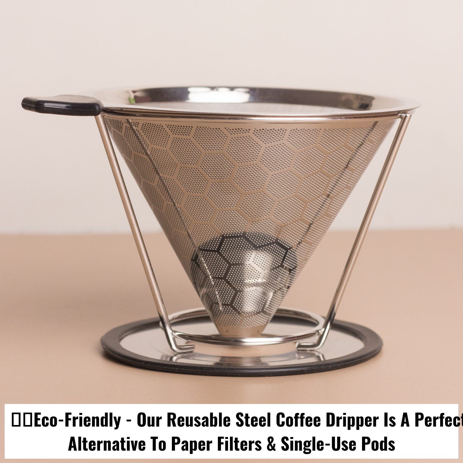 InstaCuppa Pour Over Coffee Dripper, Stainless Steel Coffee Filter Removable Dripper with Stand, Reusable Cone Dripper, 100% Paperless & Eco-Friendly, Works with Carafe