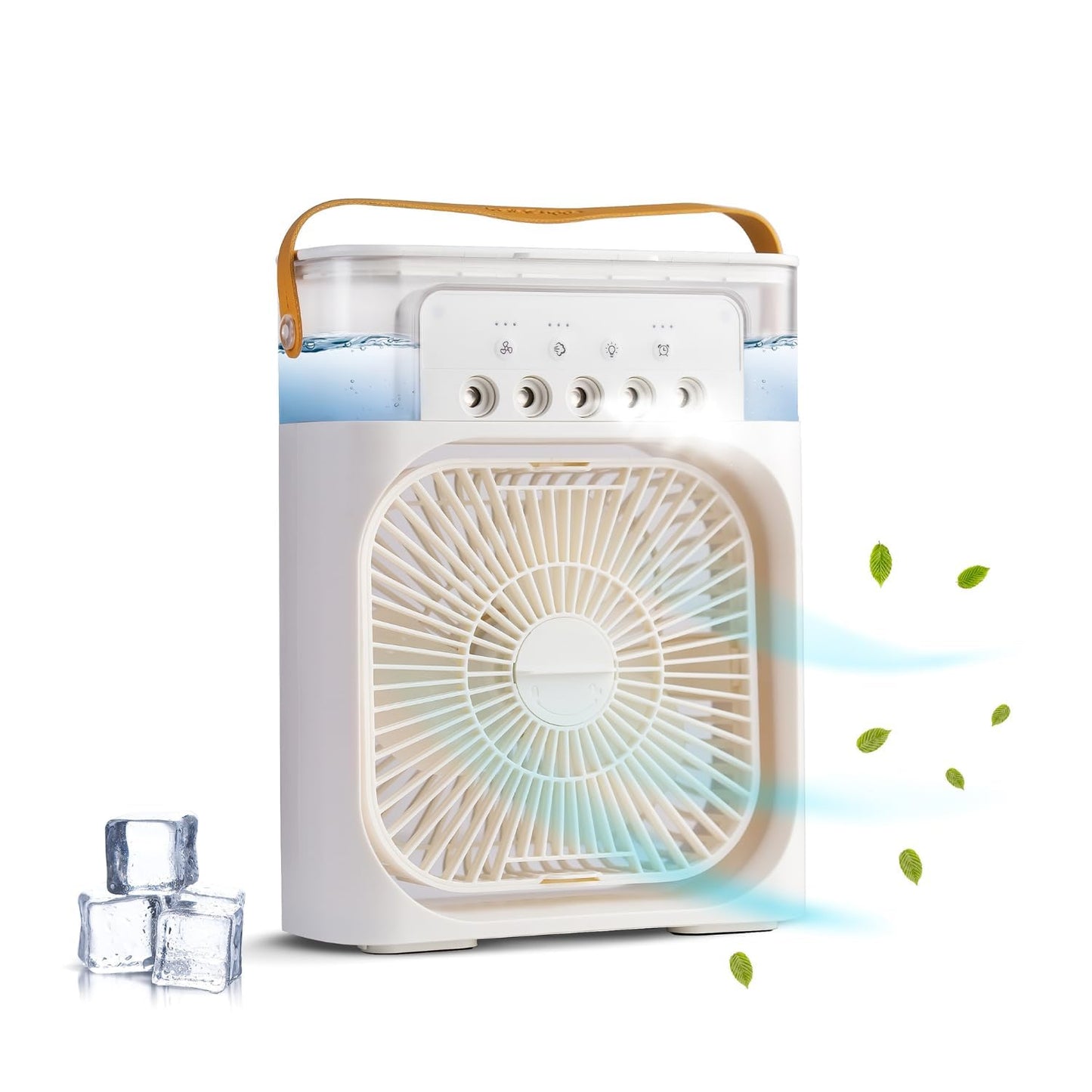 InstaCuppa Portable Humidifier with Fan, Ultrasonic Cool Mist Humidifier 600 ML - 3 Mist Settings, 3 Fan Speeds, 7 Colour LED Light, Timer, USB Powered