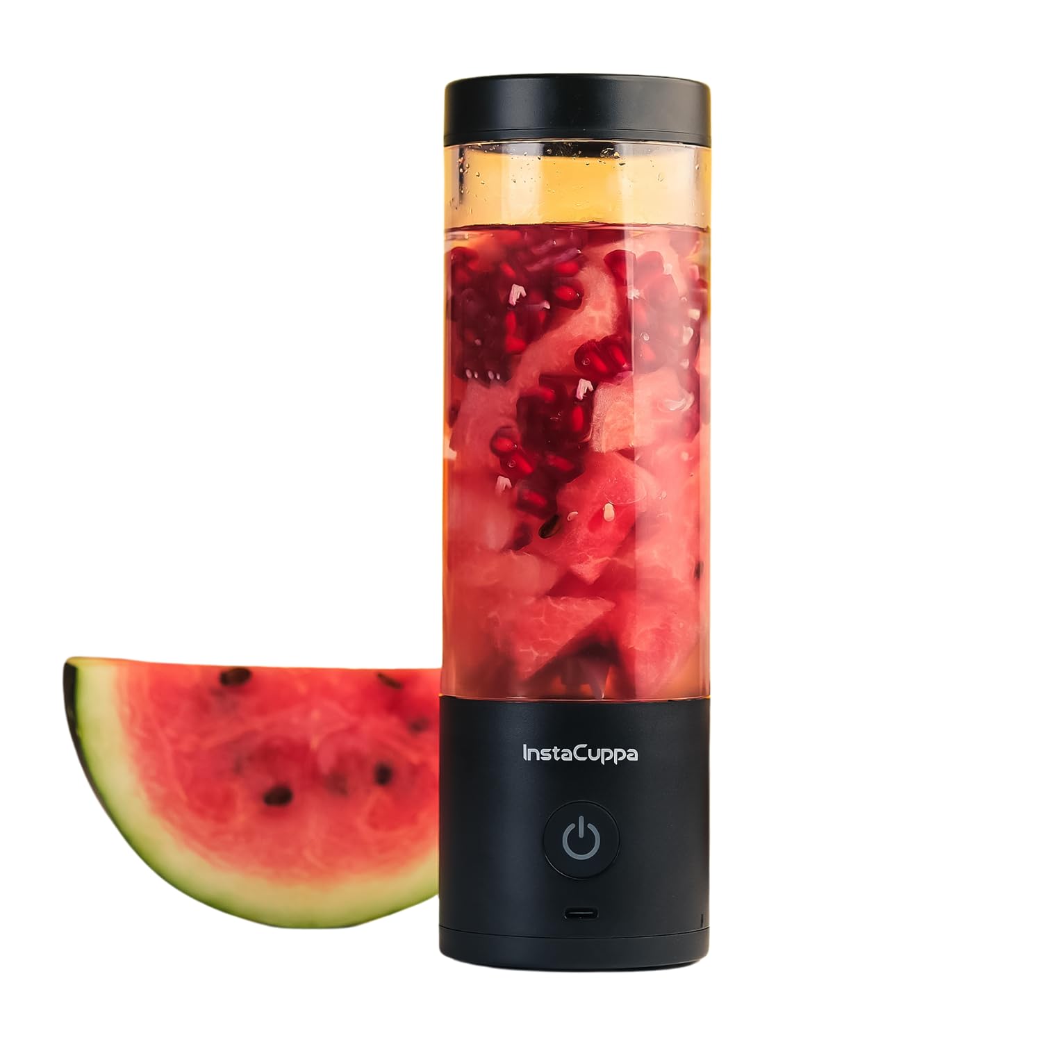 InstaCuppa Ultra Slim Portable Blender Bottle – 180W Power, 3000mAh Battery, USB Type-C Rechargeable, 6 Stainless Steel Blades, 480ml Capacity with Markings, Magnetic Lock Safety (Upgraded Edition)