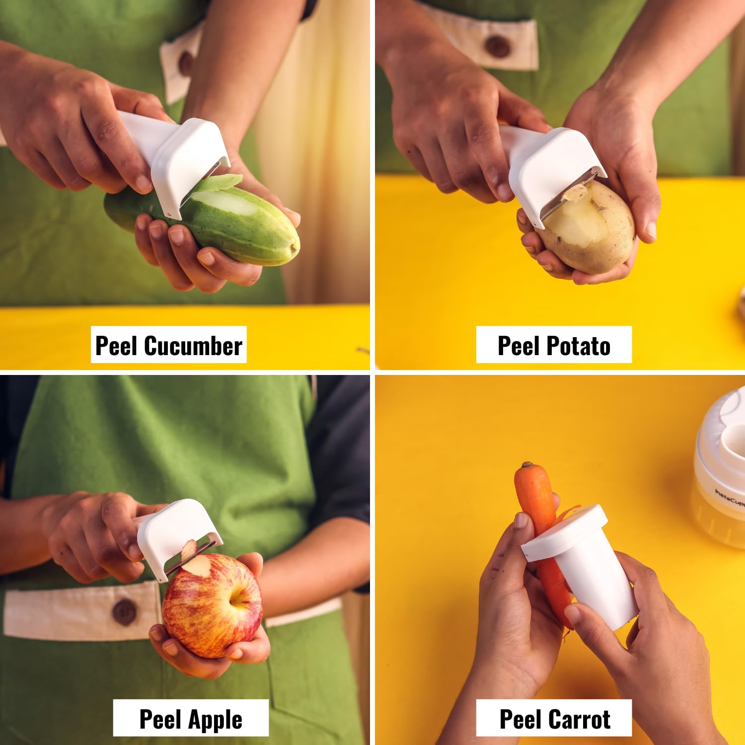 InstaCuppa 3-in-1 Rechargeable Kitchen Chopper, Peeler, and Scrubber - 250ml - Time-Saving Solution for Busy Moms, 250 ml