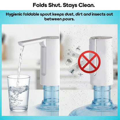 InstaCuppa Automatic Water Dispenser for Gallon Bottles | 2000mAh Rechargeable USB Type-C | Digital Display with Countdown Timer | Foldable Hygienic Spout & Food-Grade Silicone Hose