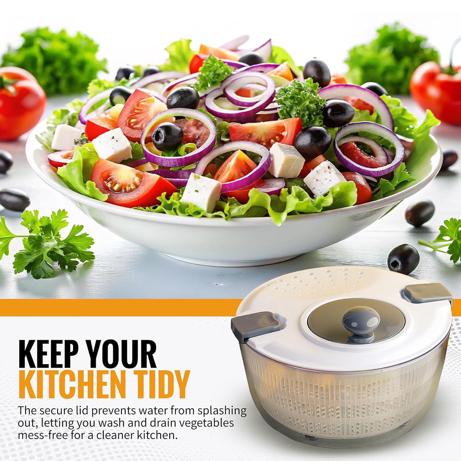 InstaCuppa 4L Salad Spinner and Dryer, BPA-Free, Multi-Function Pasta Bowl and Strainer for Kitchen, Includes Stainless Steel Vegetable Slicer, Carrot Grater & Shredder, Easy Food Washing & Drying