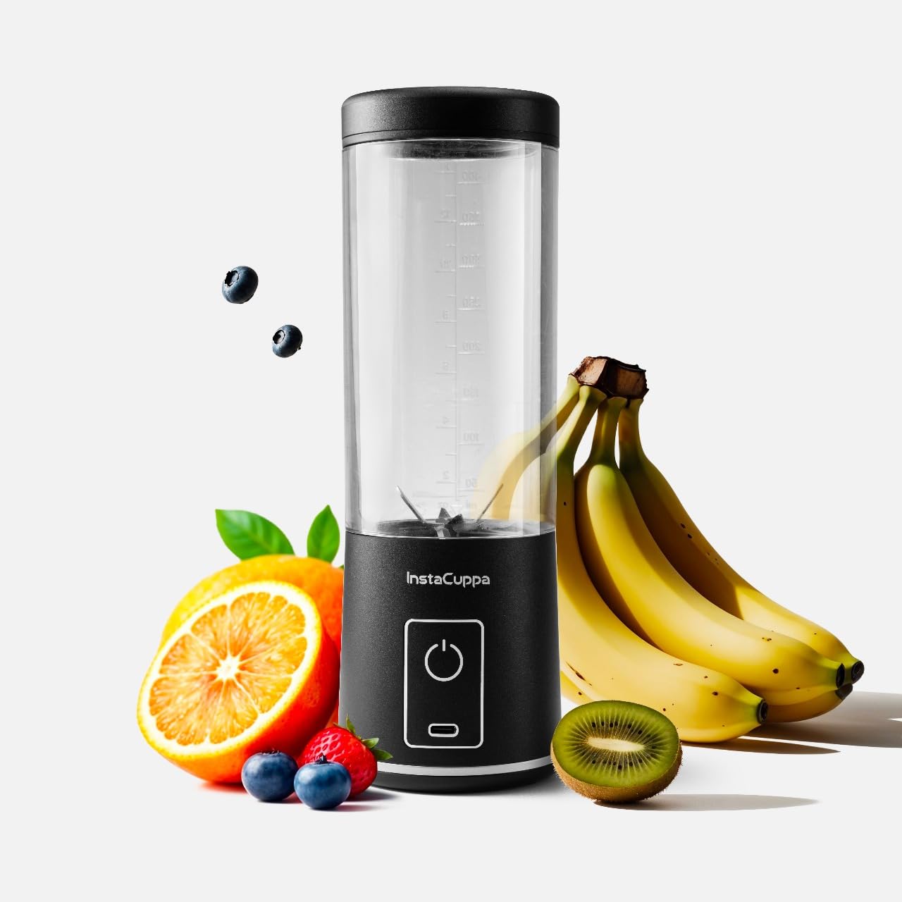 InstaCuppa Portable Blender Bottle – USB Rechargeable, 450ml, 304 Stainless Steel Blades, 22000 RPM, Quick Blend & Pulse Mode, Child Lock, for Smoothies, Shakes, Baby Food, Travel-Friendly