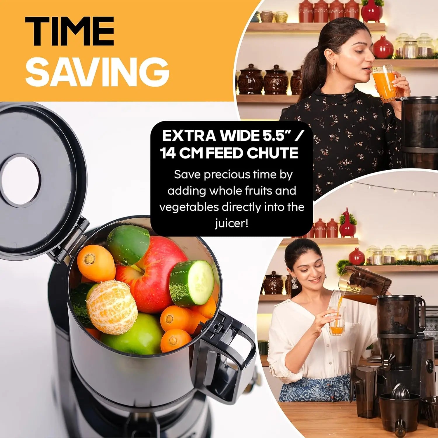 InstaCuppa 3-in-1 Cold Press Juicer for Home for Busy Moms, Unique Gradual Shaped Auger, 250W Copper Motor, 5.5” Big Mouth Feed Chute, Quiet, Easy to Clean, BPA-Free, 3L Slow Pressed Juice Machine 