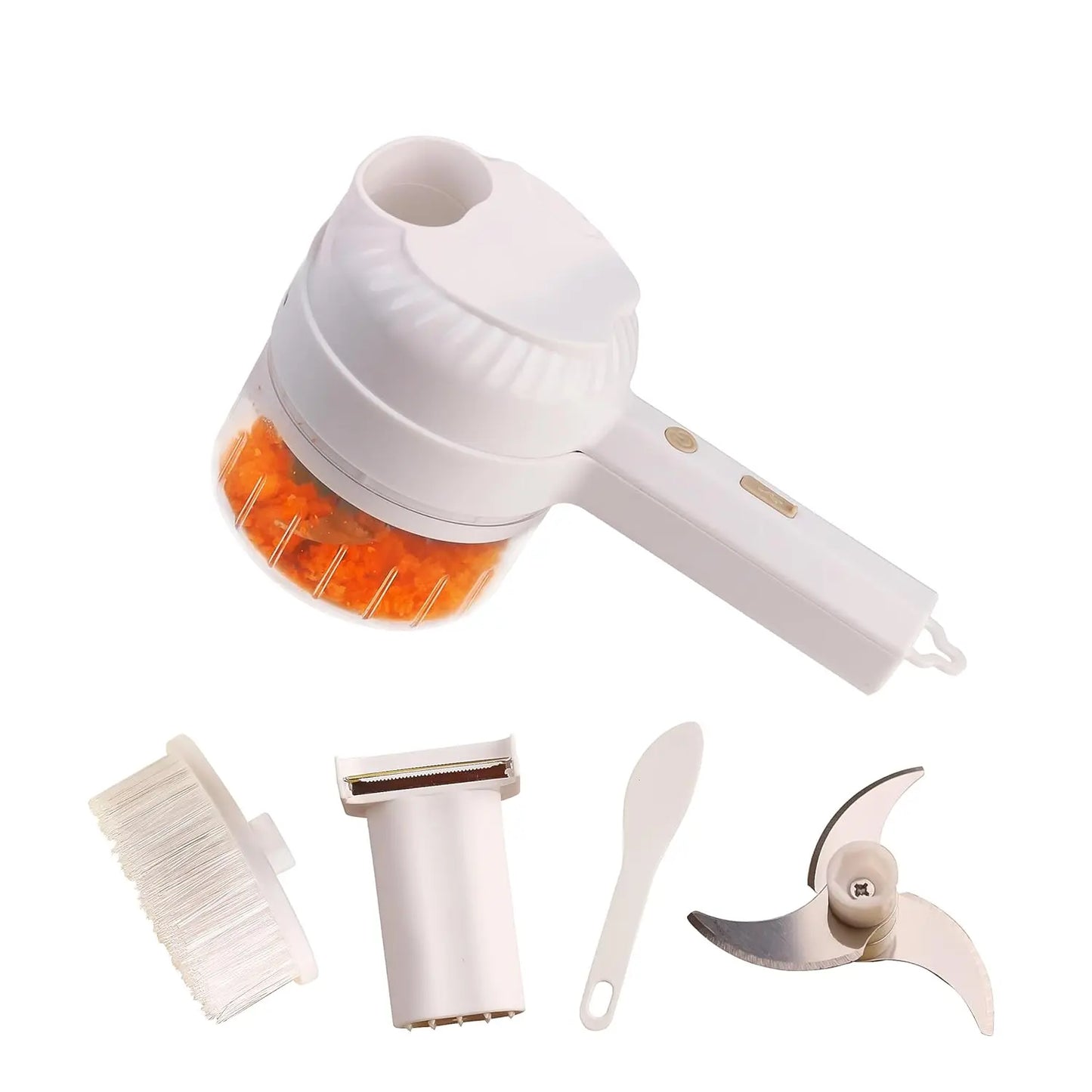 InstaCuppa 3-in-1 Rechargeable Kitchen Chopper, Peeler, and Scrubber - 250ml - Time-Saving Solution for Busy Moms, 250 ml 