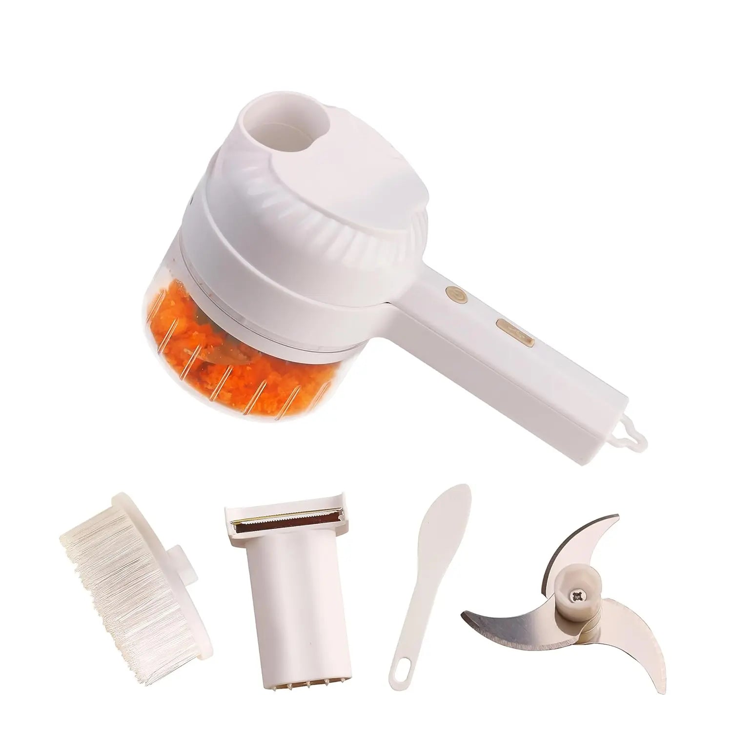 InstaCuppa 3-in-1 Rechargeable Kitchen Chopper, Peeler, and Scrubber - 250ml - Time-Saving Solution for Busy Moms, 250 ml 