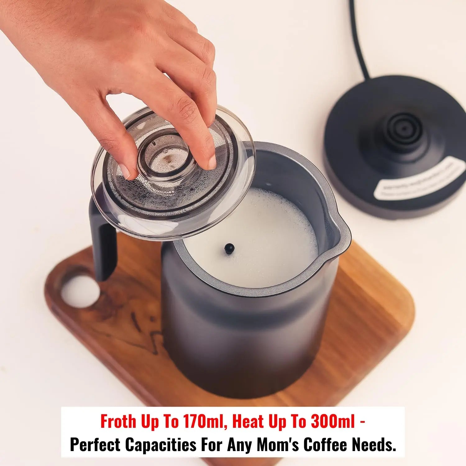 InstaCuppa 4-in-1 Electric Milk Frother with Smart Temperature Control - Touch Panel - Versatile Hot & Cold Foam Maker and Milk Warmer, Ideal for Lattes, Cappuccinos, Hot Chocolate - 500 Watts Black 