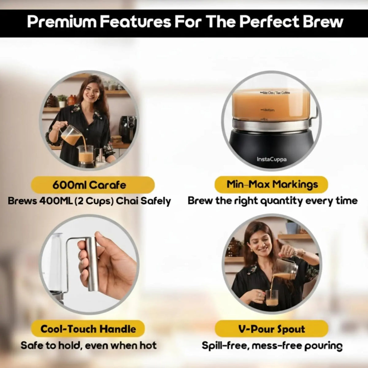 Automatic Chai Maker 400ML with Auto Shut-Off | InstaCuppa
