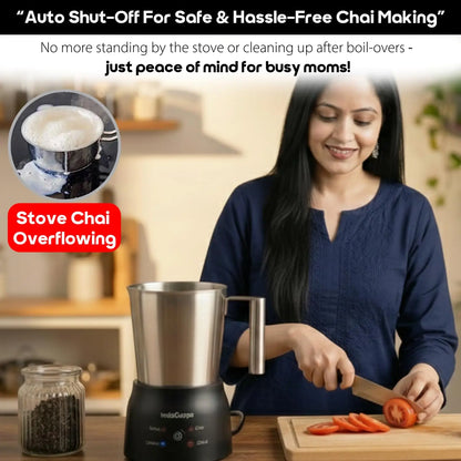 InstaCuppa Automatic Chai Maker with Auto Shut-Off - Make 600ML Indian Tea in 10-12 Minutes with No Spills or Mess, 4-in-1 Electric Brewer for Chai/Coffee/Boiling Milk/Frothing - Perfect for Busy Moms