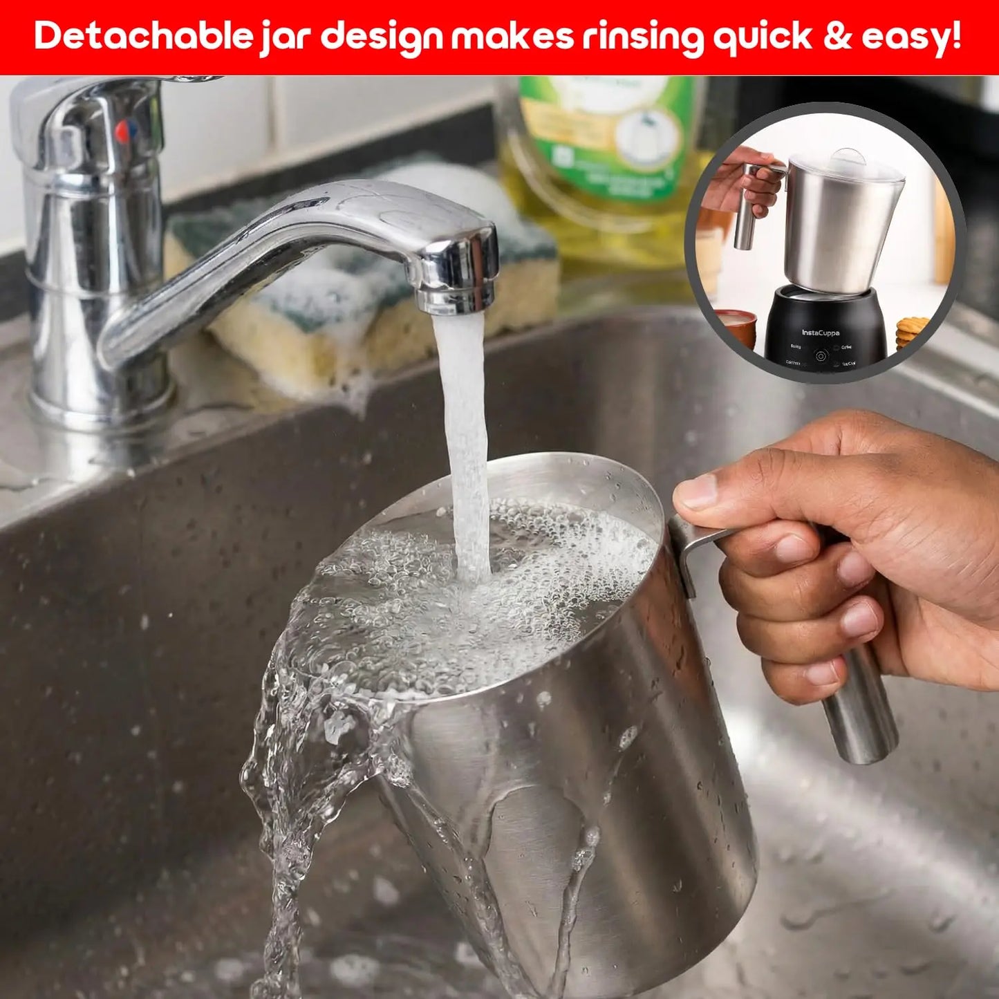 InstaCuppa Automatic Chai Maker with Auto Shut-Off - Make 600ML Indian Tea in 10-12 Minutes with No Spills or Mess, 4-in-1 Electric Brewer for Chai/Coffee/Boiling Milk/Frothing - Perfect for Busy Moms