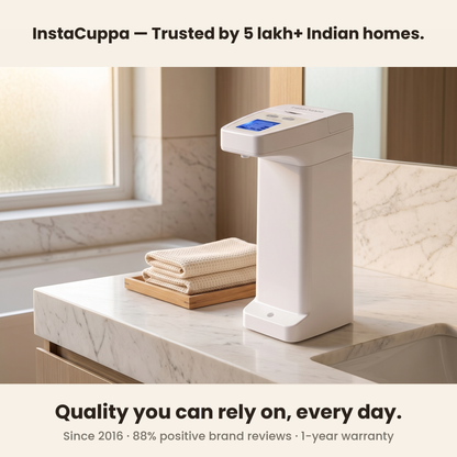 InstaCuppa Automatic Soap Dispenser - in a premium Indian bathroom · touchless · 350 ml