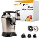 InstaCuppa Citrus Juicer Electrical for Busy Moms, Quiet Copper DC Motor Juice Machine, 3 Cone Sizes, Effortless Ergonomic Handle, Electric Juicer for Fruits, BPA-Free, Easy to Clean, 1-Year Warranty