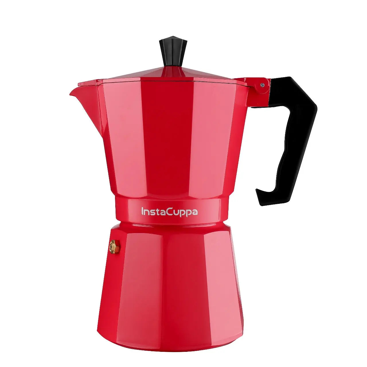 InstaCuppa Classic Stovetop Moka Pot Espresso Maker, Italian Style Percolator Coffee Maker, Durable and Premium Grade Aluminium Build, 300 ML  Red / 300 ML