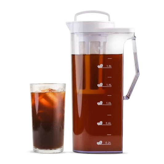 InstaCuppa Cold Brew Coffee Maker 2.2L – BPA-Free Jug with Measurement Markings, Fine Nylon Mesh Filter, Airtight Lid, Leak-Proof V-Spout, Easy-Grip Handle, Iced Coffee Maker Pitcher 