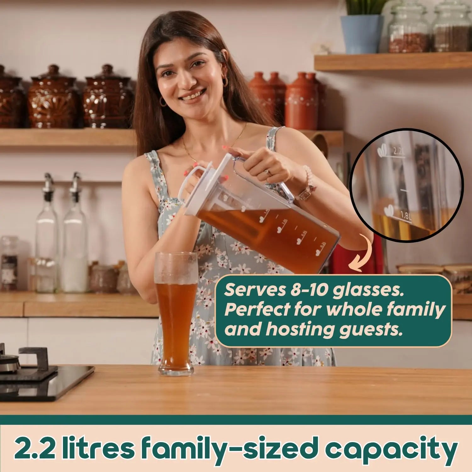 InstaCuppa Cold Brew Coffee Maker 2.2L – BPA-Free Jug with Measurement Markings, Fine Nylon Mesh Filter, Airtight Lid, Leak-Proof V-Spout, Easy-Grip Handle, Iced Coffee Maker Pitcher 