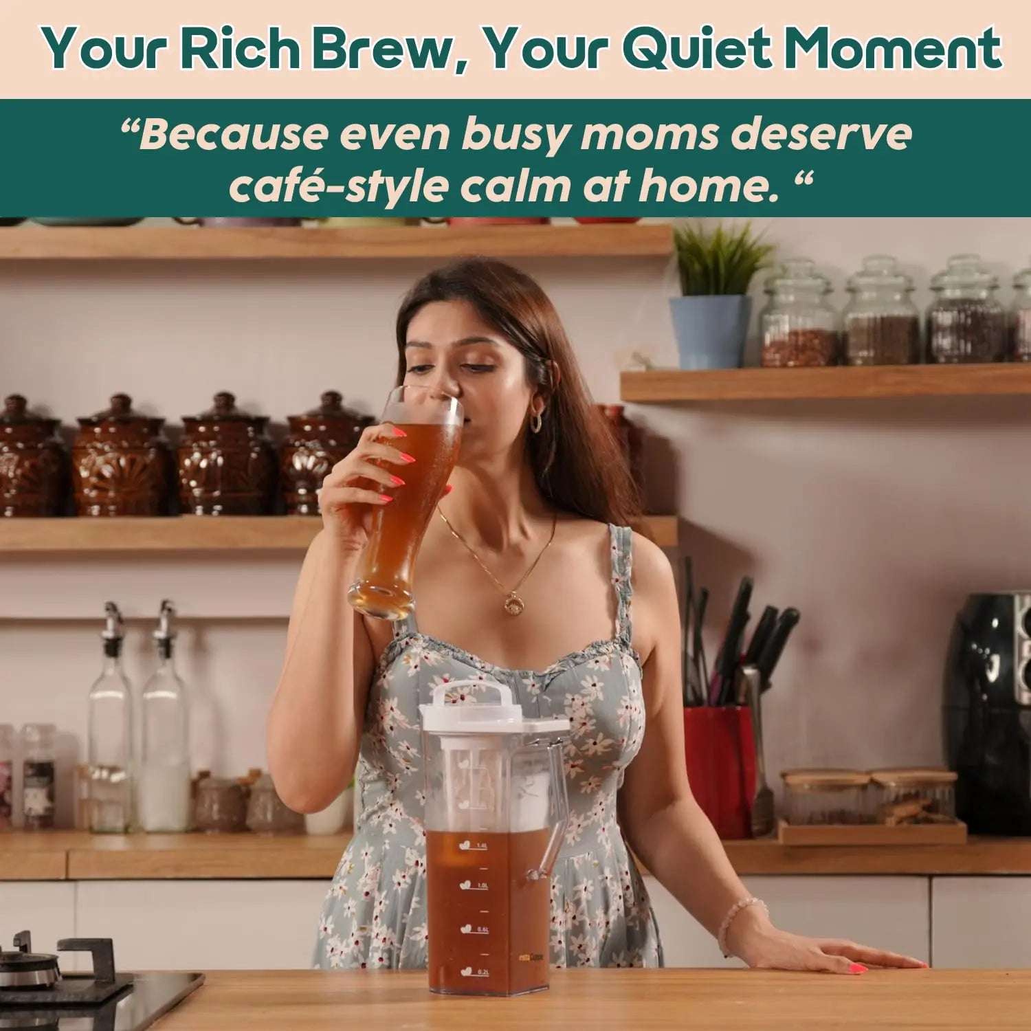 InstaCuppa Cold Brew Coffee Maker 2.2L – BPA-Free Jug with Measurement Markings, Fine Nylon Mesh Filter, Airtight Lid, Leak-Proof V-Spout, Easy-Grip Handle, Iced Coffee Maker Pitcher 