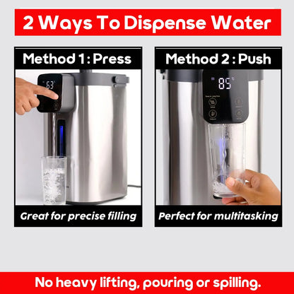 InstaCuppa electric kettle 5L with dual dispensing - press button and push lever for easy water dispensing