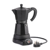 InstaCuppa Electric Moka Pot — Aluminium One-Button Espresso-Style Coffee Maker, 6 Cups · 300 ml | Black & Silver