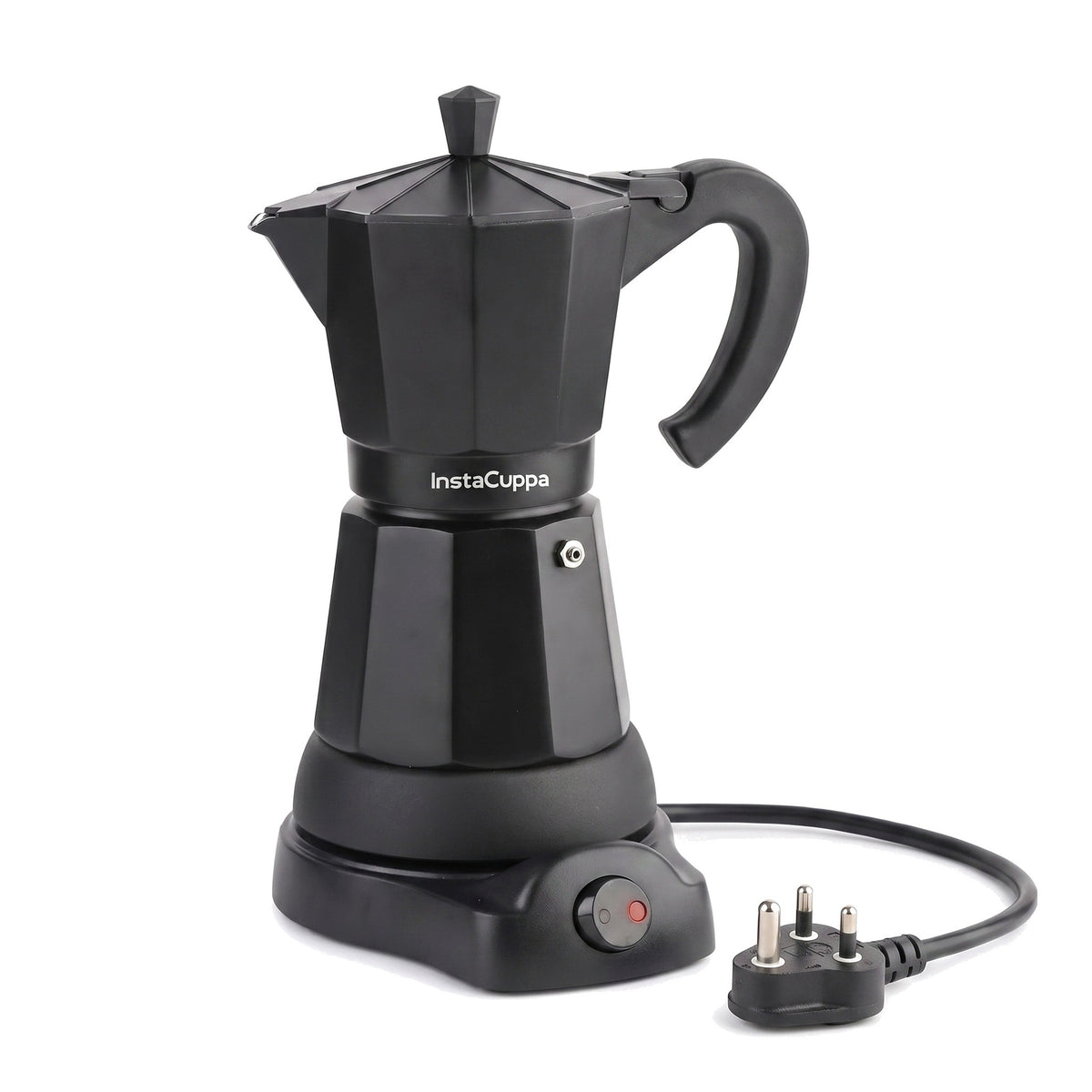 InstaCuppa Electric Moka Pot - Black - on white background · 300 ml · 6 espresso cups