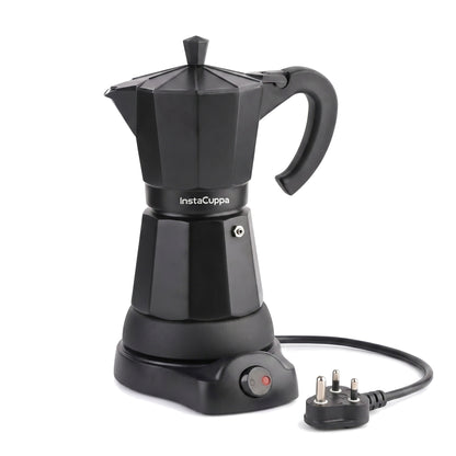 InstaCuppa Electric Moka Pot - Black - on white background · 300 ml · 6 espresso cups