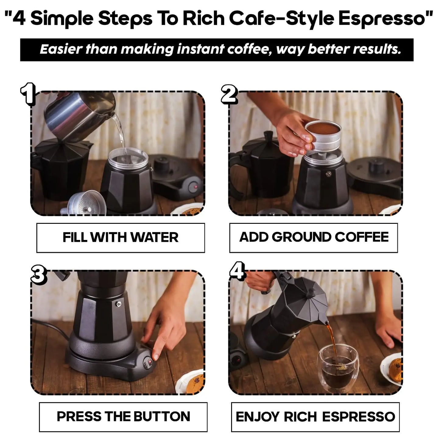 InstaCuppa InstaCuppa Electric Moka Pot Coffee Maker - How to Use