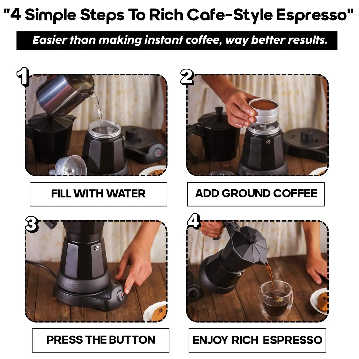 InstaCuppa InstaCuppa Electric Moka Pot Coffee Maker - How to Use