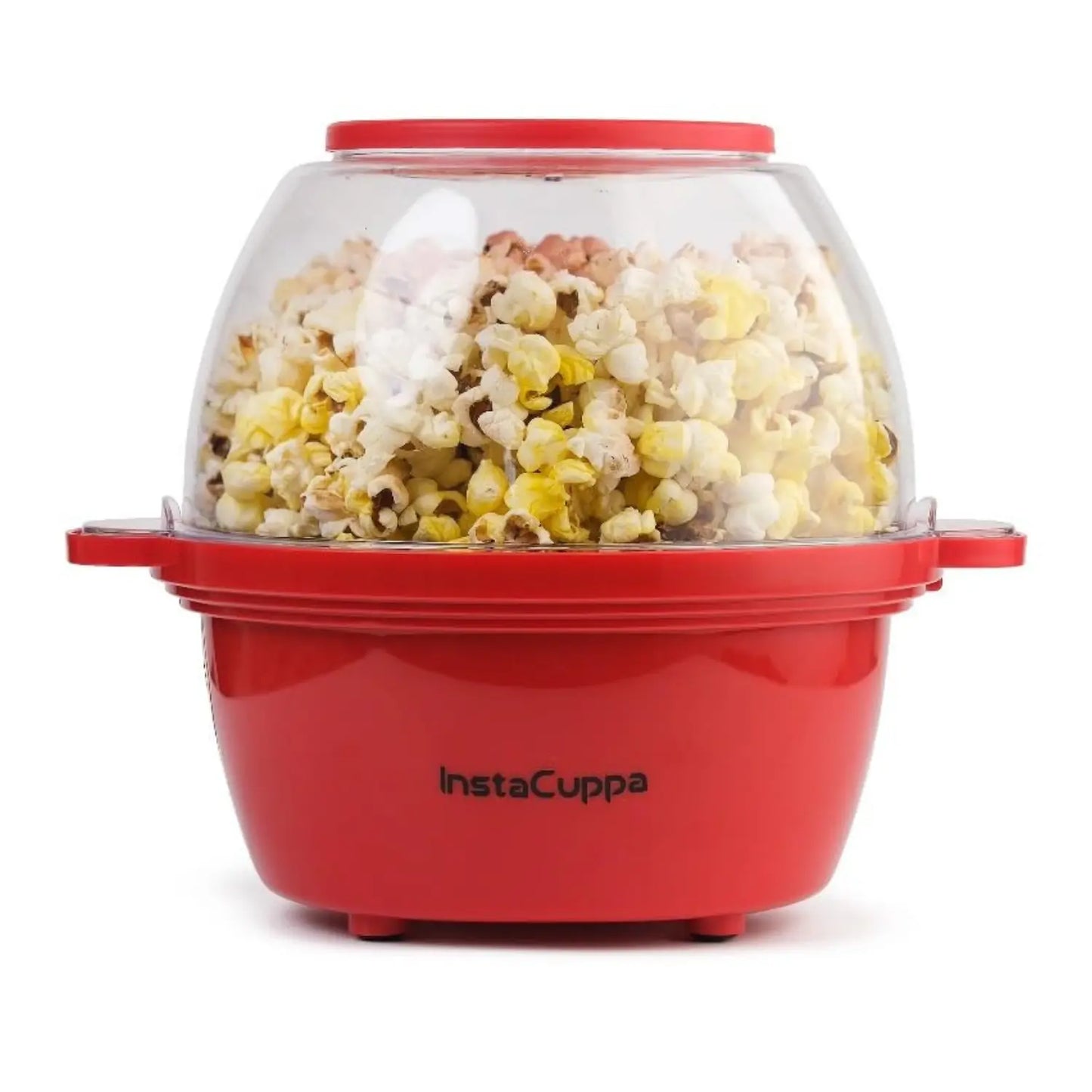 InstaCuppa Electric Popcorn Maker | Automatic One-Button Non-Stick Popper | Large Transparent Lid as Serving Bowl | Butter & Seasoning Tray | Cool-Touch Base | Quick Healthy Snack Solution for Moms  Upgraded