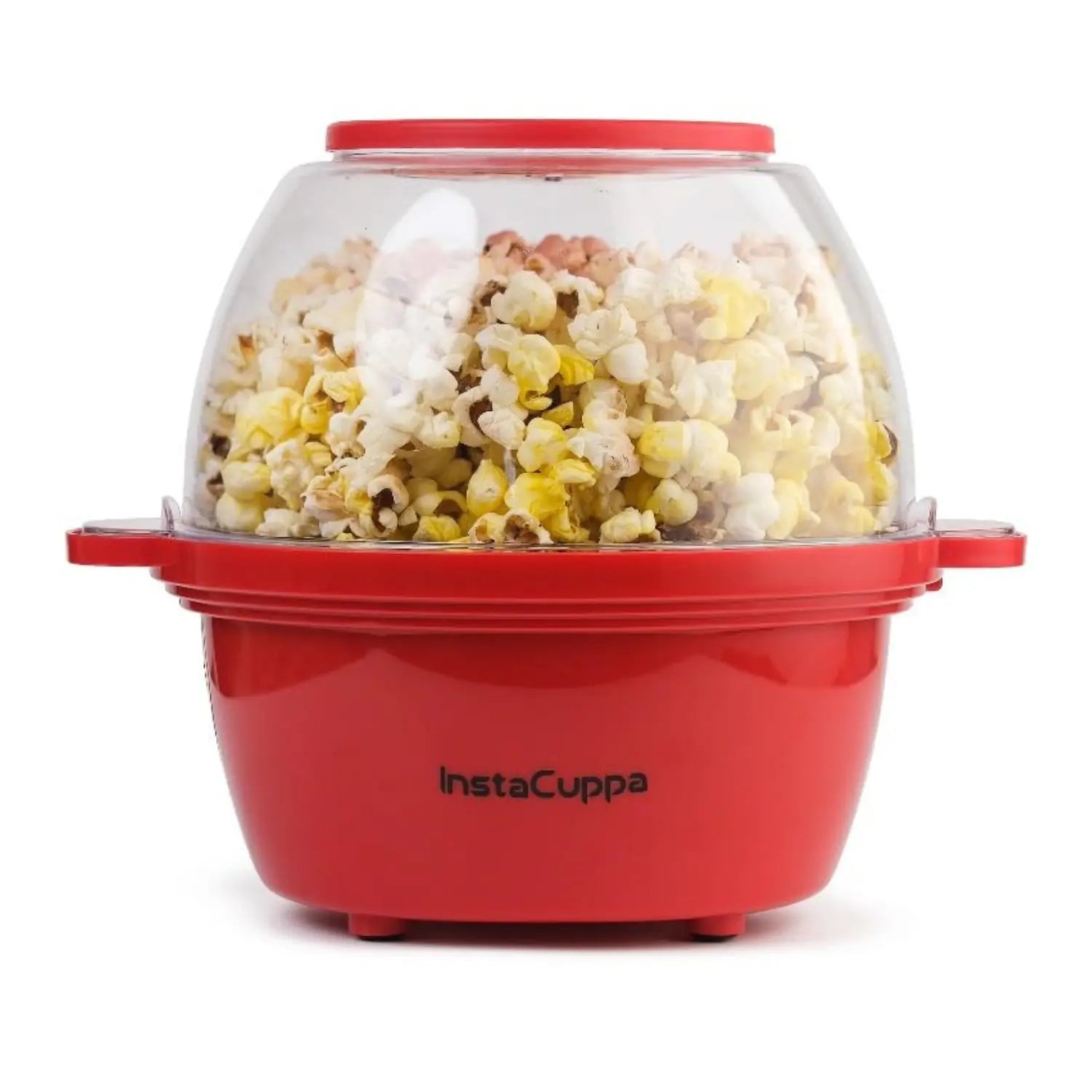 InstaCuppa Electric Popcorn Maker | Automatic One-Button Non-Stick Popper | Large Transparent Lid as Serving Bowl | Butter & Seasoning Tray | Cool-Touch Base | Quick Healthy Snack Solution for Moms  Upgraded