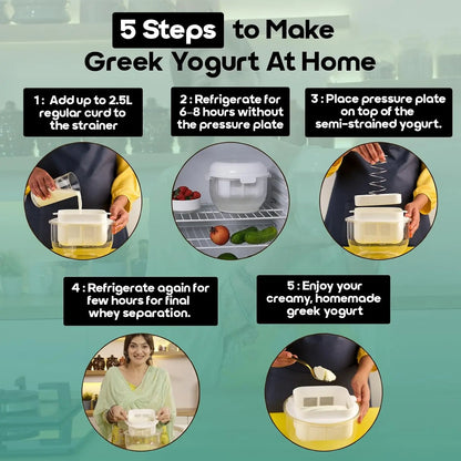 InstaCuppa Greek yogurt maker 2.5 litre - 5 easy steps to make thick creamy yogurt at home